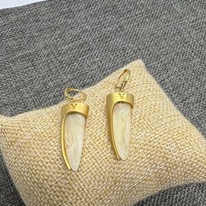 Vince Camuto Gold and Cream Faux Tooth Earrings